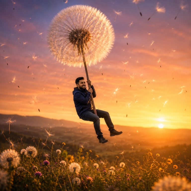 Dynamic and whimsical scene of adventure.