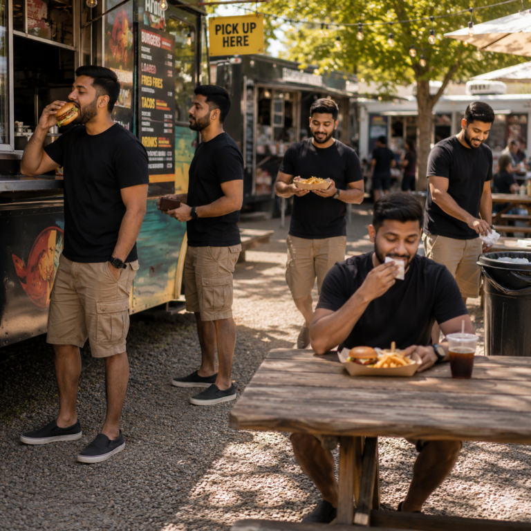 Cloned five times at a bustling outdoor food