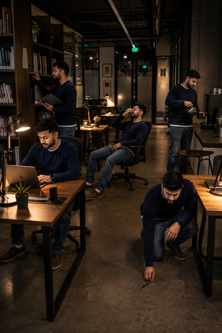 Cloned five times in a modern, quiet co-working space