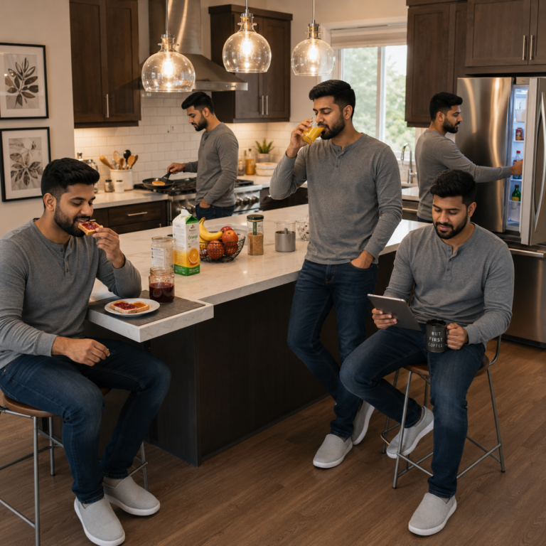 cloned five times around a large, modern kitchen
