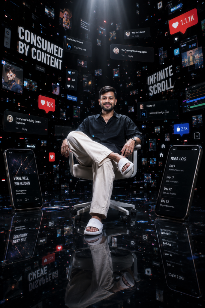 A full shot of a man sitting